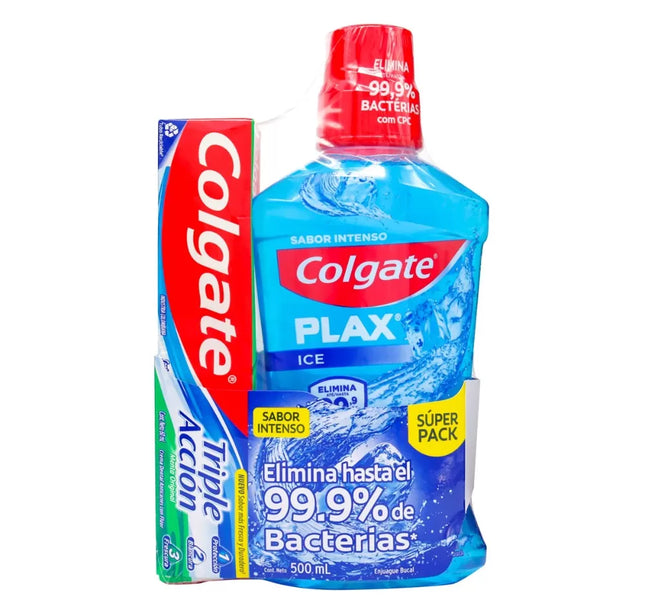 Enjuague Colgate Plax Ice 500 Ml+Crema Triple Accion