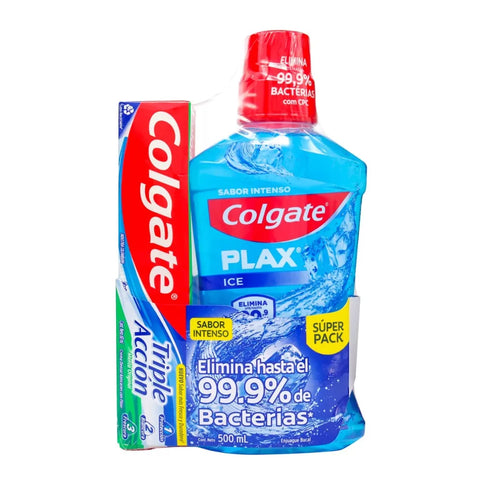 Enjuague Colgate Plax Ice 500 Ml+Crema Triple Accion