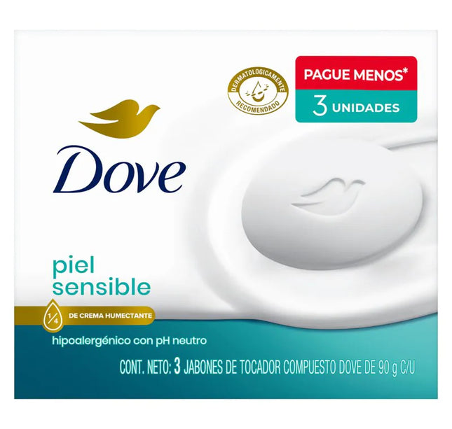 3 Jabones Dove Piel Sensible 90Grs