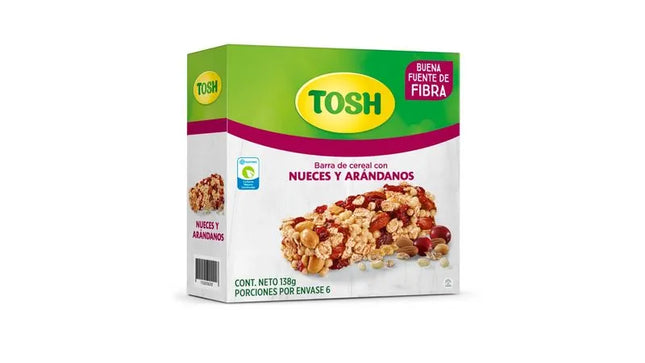 Barra Cereal Tosh Arándanos Y Nueces 23G 6 Und
