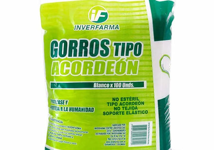 Gorro Acordeon Blanco 100 Und Inverfarma