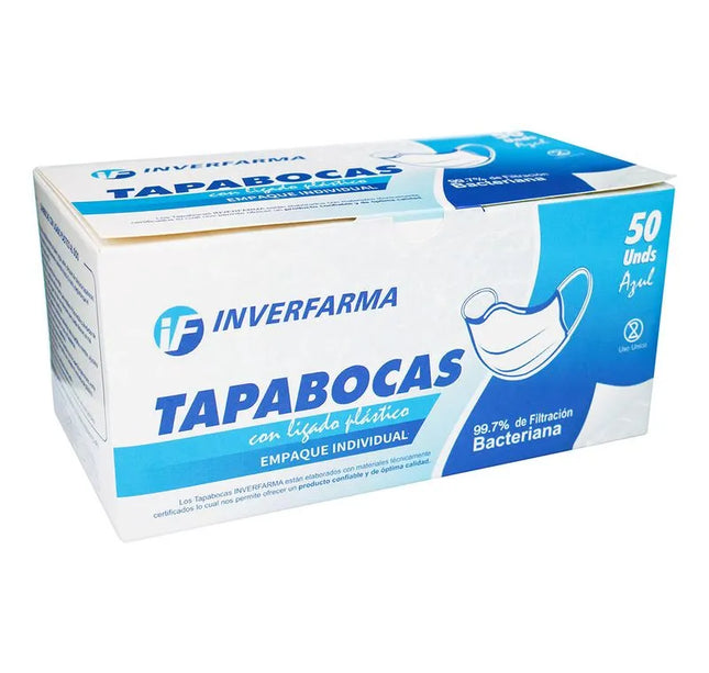 Tapaboca Azul 50 Und 10Px 5Und Inverfarma