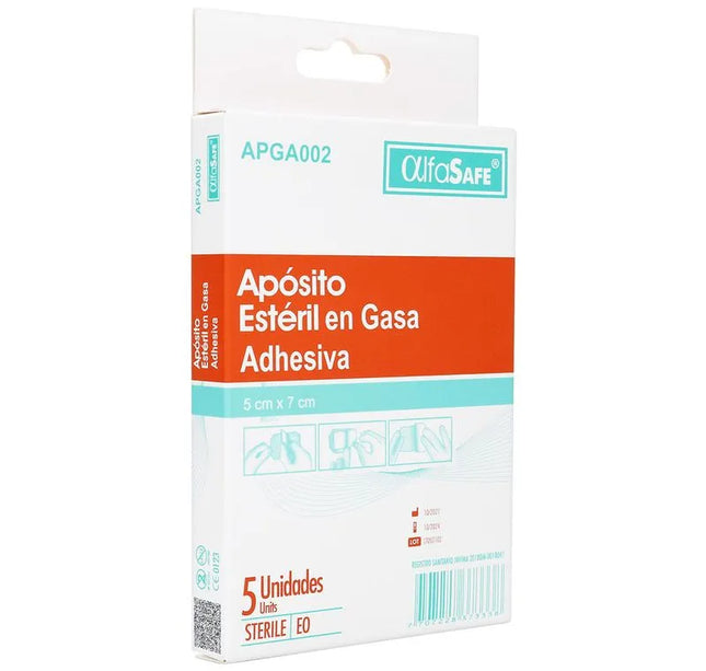 Aposito Esteril Gasa Adhesivo Alfasafe 5 Uds