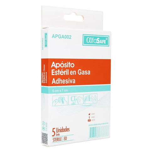 Aposito Esteril Gasa Adhesivo Alfasafe 5 Uds