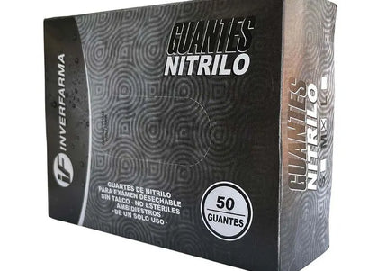 Guante Nitrilo Inverfarma Negro Talla M Cj 50 Und