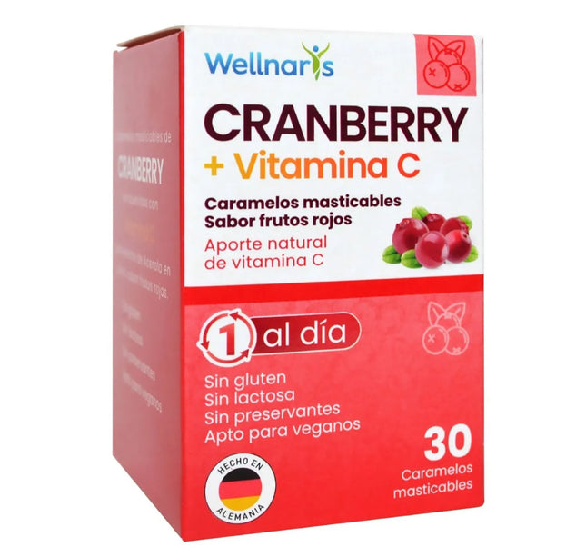 Cranberry+Vitamina C Caramelos Masticables Frutos Rojos  30Und