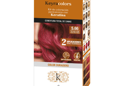 Tinte Keyra Kit 5.66 Castaño Claro Rojo
