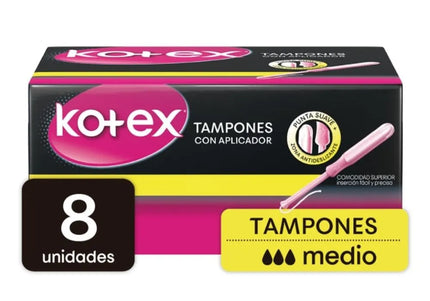 Tampones Kotex Medio Con Aplicador 8 Und