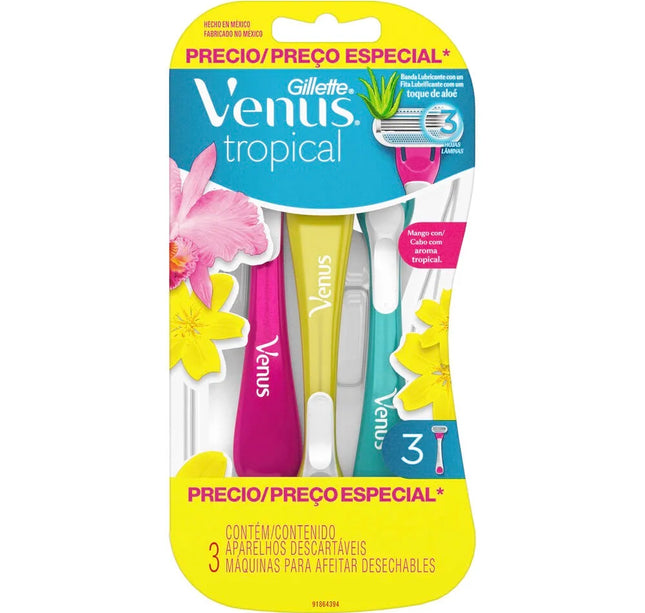 Maquina Desechable Venus Tropical 3 Unds