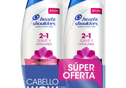 2 Shampoo Head-Shoulders 2 en 1 Suave y Manejable 375 Super Oferta