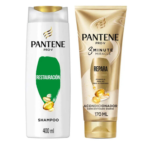 Shampoo Pantene Restauración 400 ml + Acondicionador 3 Minute Miracle 170