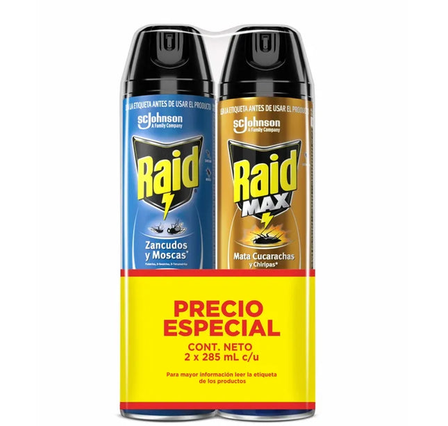 Raid Elimina  Voladores 285Ml+Raid Max 285 Ml