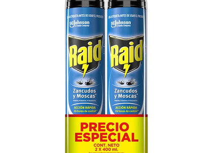 2 Raid Aerosol Elimina Voladores 400Ml