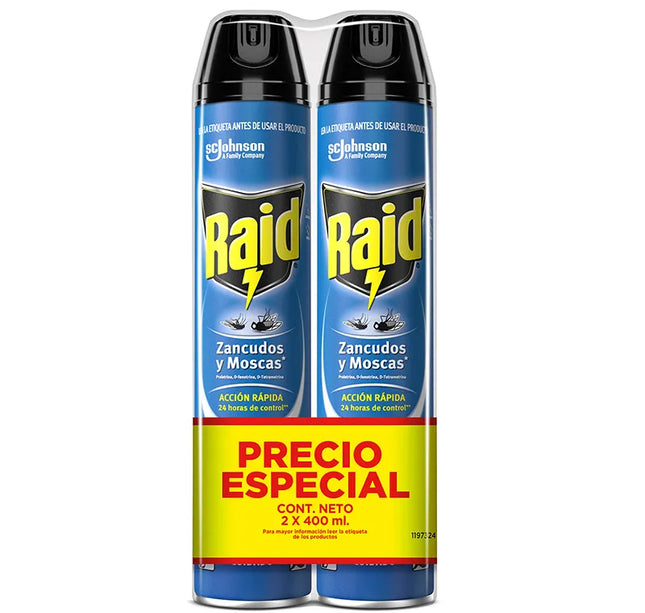 2 Raid Aerosol Elimina Voladores 400Ml