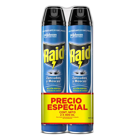 2 Raid Aerosol Elimina Voladores 400Ml