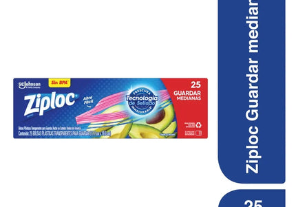 Bolsas Ziploc Almacenar Mediana De Cierre 25 Unidades