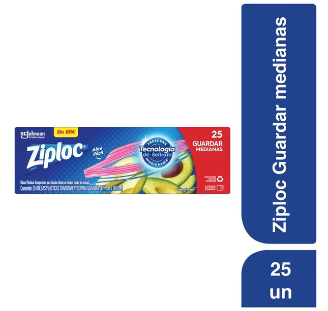 Bolsas Ziploc Almacenar Mediana De Cierre 25 Unidades