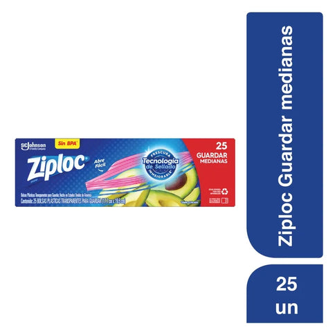 Bolsas Ziploc Almacenar Mediana De Cierre 25 Unidades