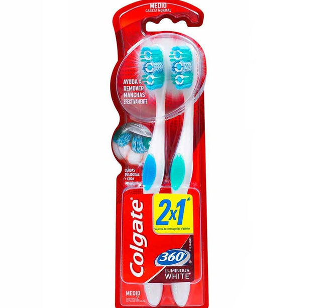 Cepillo Colgate 360 Luminous Medio 2X1