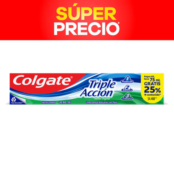 Crema Colgate Triple Acción Original Pague 60 Lleve 75 Ml