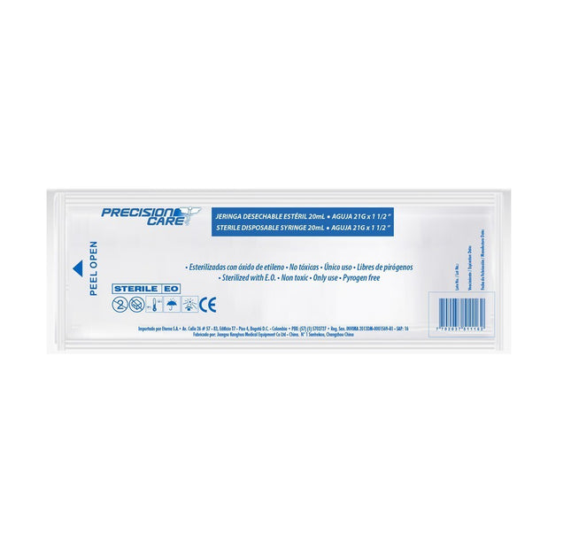 Jeringa 3P 20Ml 21X1 1/2 C. Aguja Precisión Eterna