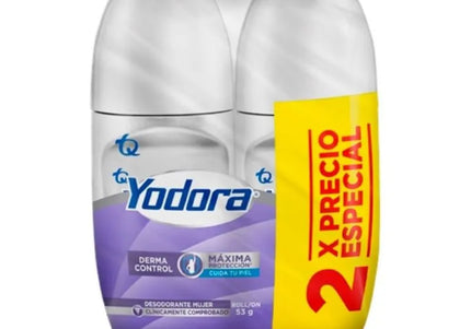 2 Desodorante Yodora Roll Derma Control 53Gr