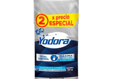 2 Desodorante Yodora Barra Total Control 50Gr