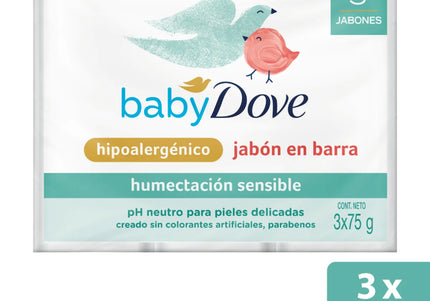 3 Jabones Dove Baby Humectación Sensible 75 Gr