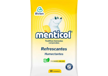 Toallitas Húmedas Corporales Menticol Refrescante 18 Und