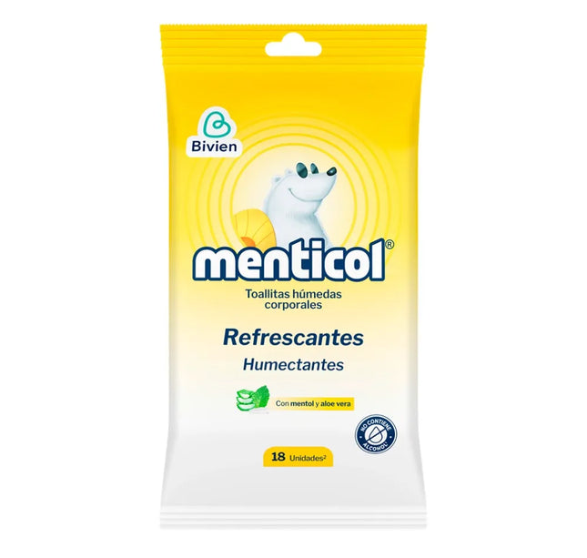 Toallitas Húmedas Corporales Menticol Refrescante 18 Und
