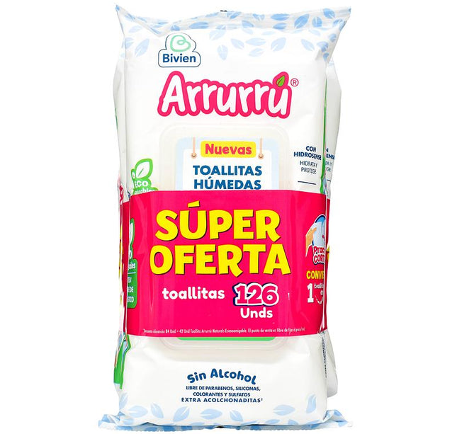 Toallitas Arrurru Suave Humectación 84 Und + Toallas 42 Unidades