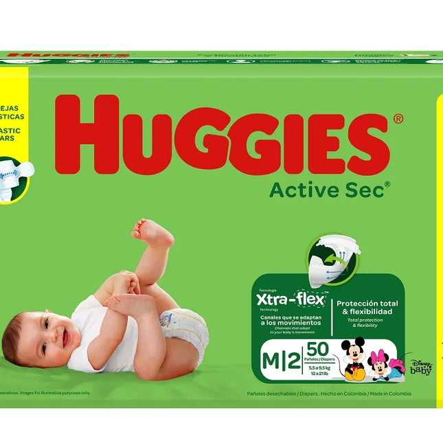 Pañales Huggies Active Sec Etapa 2 Med.50 U