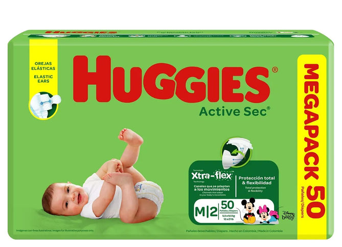 Pañales Huggies Active Sec Etapa 2 Med.50 U