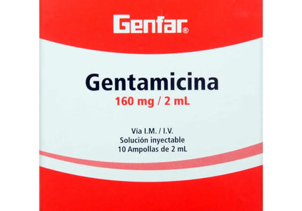Gentamicina 160Mg/2Ml 10 Amp Gf