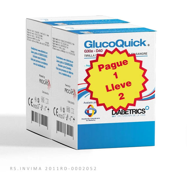 Tiras Reactivas Glucoquic 25 Unidades Pague 1 Lleve 2