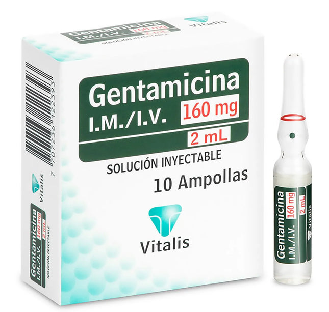 Gentamicina 160 Mg/2 Ml 10 Ampollas Vt