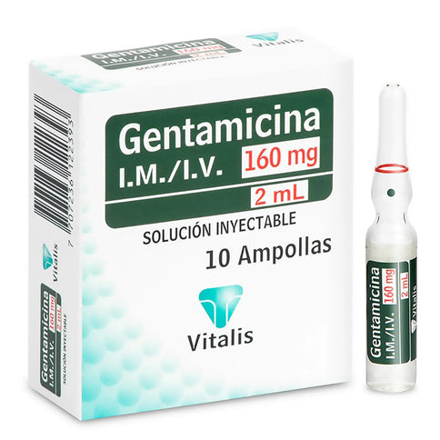 Gentamicina 160 Mg/2 Ml 10 Ampollas Vt