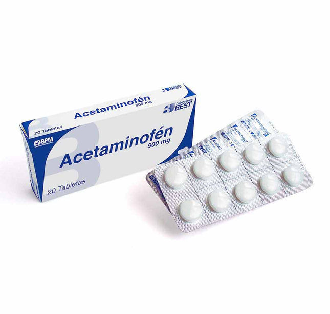 Acetaminofen 500 Mg 20 Tabletas