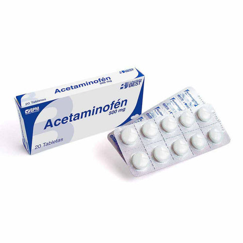 Acetaminofen 500 Mg 20 Tabletas