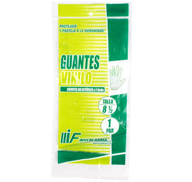Guante Vinilo 8 1/2 Talla L 1 Par Inverfarma