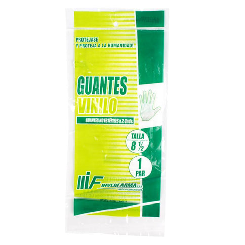 Guante Vinilo 8 1/2 Talla L 1 Par Inverfarma