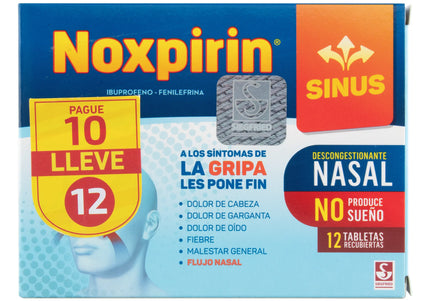 NOXPIRIN SINUS 12 TABLETAS PAGUE 10 LLEVE 12