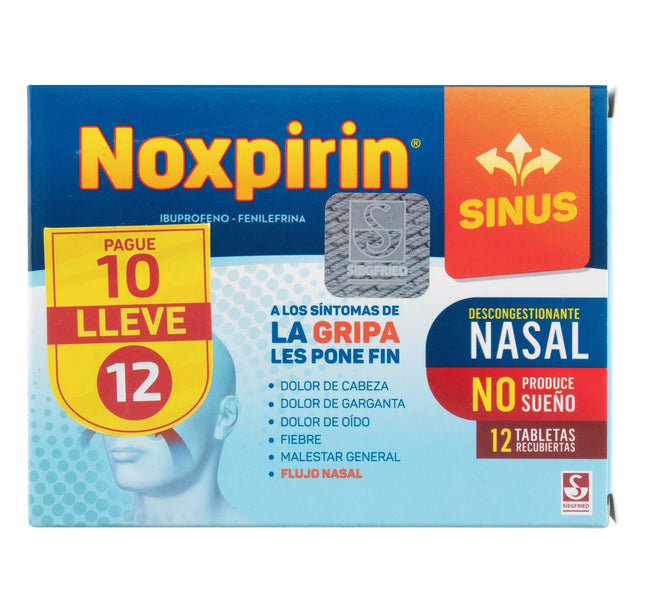 NOXPIRIN SINUS 12 TABLETAS PAGUE 10 LLEVE 12