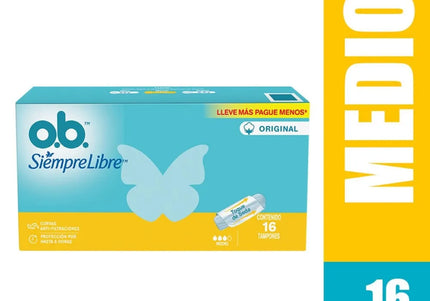 Tampon Ob Siempre Libre Original Medio 16 Unidades