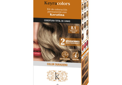 Tinte Keyra Kit 8.1 Rubio Claro Ceniza