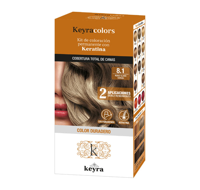 Tinte Keyra Kit 8.1 Rubio Claro Ceniza