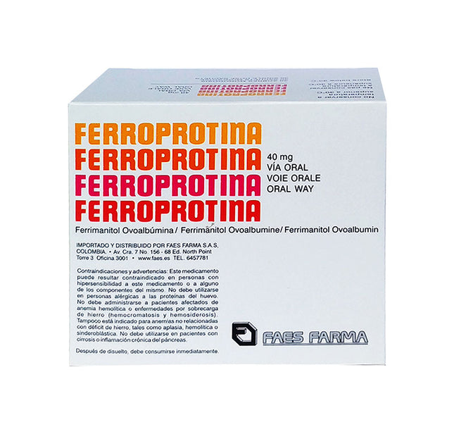 Ferroprotina 40 Mg 30 Sobres