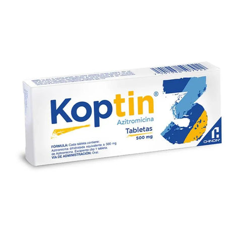 Koptin 500 Mg 3 Tabletas (Azitromicina)