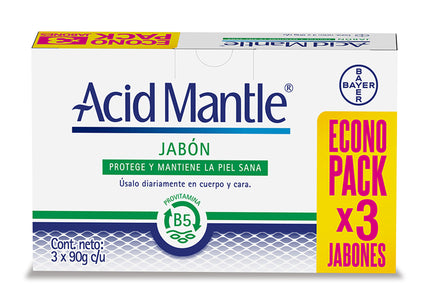 3 Jabones Acido Mantle 90Gr Econopack