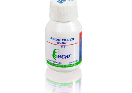 Acido Folico 1 Mg 100 Tabletas Ecar